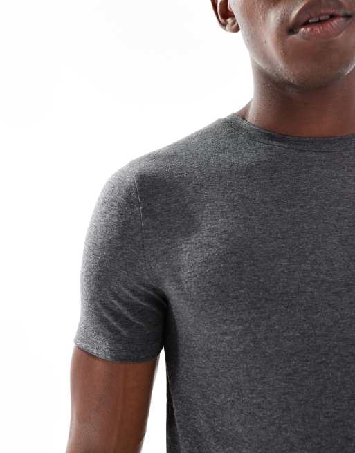 ASOS DESIGN muscle fit T-shirt in charcoal