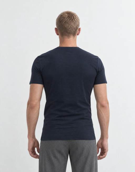 ASOS DESIGN muscle fit t-shirt in navy, 10 of 10