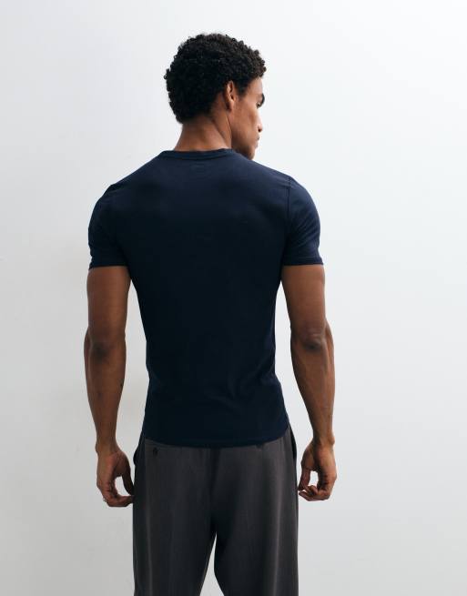 ASOS DESIGN muscle fit t-shirt in navy, 3 of 10