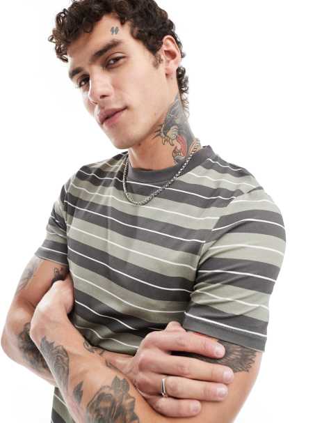 ASOS DESIGN muscle fit t-shirt in stripe - view 1
