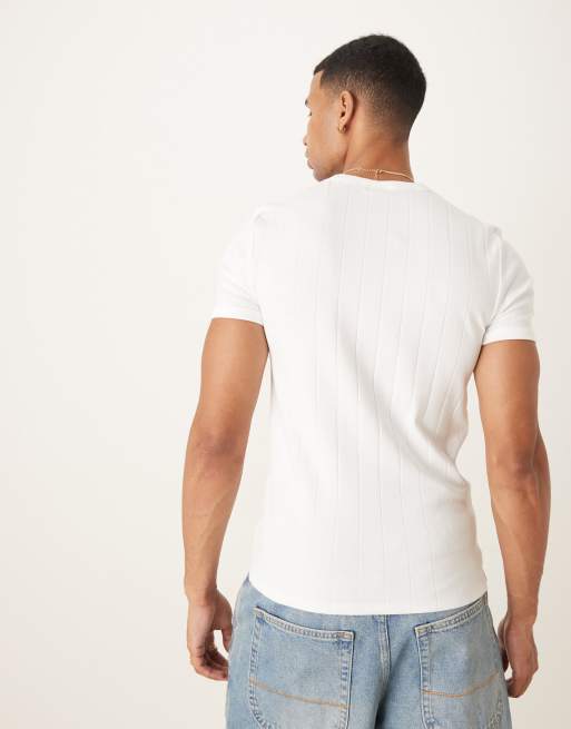 ASOS DESIGN muscle fit t-shirt in white textured rib 