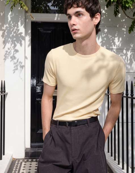 ASOS DESIGN muscle fit t-shirt in yellow rib - view 1