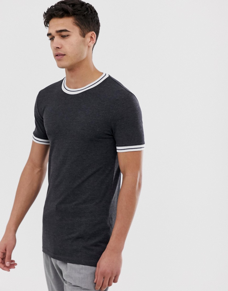 ASOS DESIGN – Muscle fit T-shirt med kontrasterande dragkedja i kragen-Flerfärgad