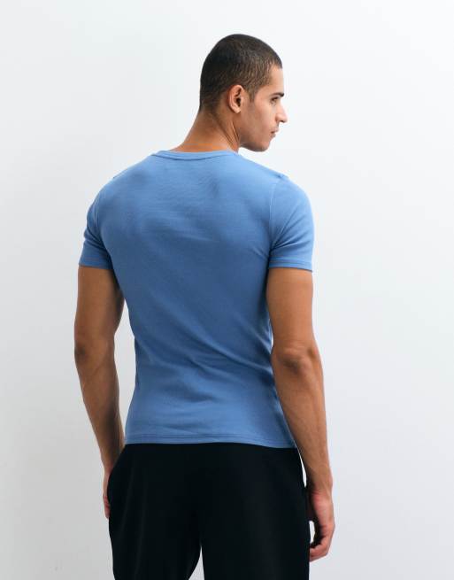 ASOS DESIGN muscle fit t-shirt med notch-ringning i blått, 5 av 5