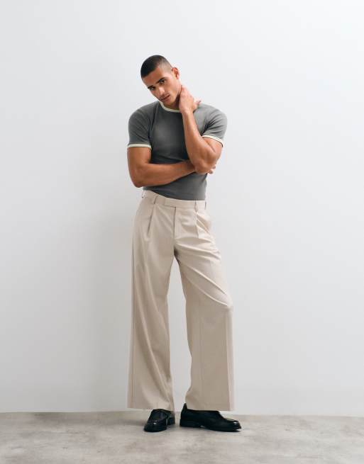 ASOS DESIGN muscle fit t-shirt med ringer-detaljer i kolgrå ribb, 2 av 5