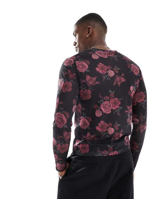 ASOS DESIGN - Muscle fit T-shirt met lange mouwen van mesh met print, 3 van 4