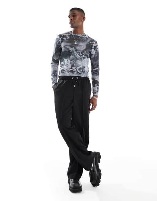 ASOS DESIGN - Muscle fit T-shirt met lange mouwen van mesh met print, 2 van 4