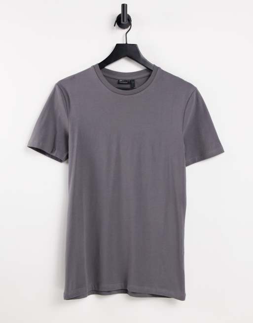 ASOS DESIGN - Muscle fit T-shirt van katoenmix en ronde hals in zwarte wassing - BLACK