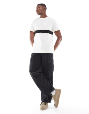 Asos Design Muscle Fit T-shirt With Contrast Panel In Red