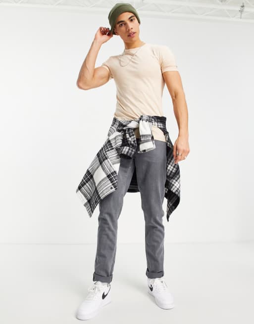 ASOS DESIGN muscle fit t-shirt with crew neck in beige