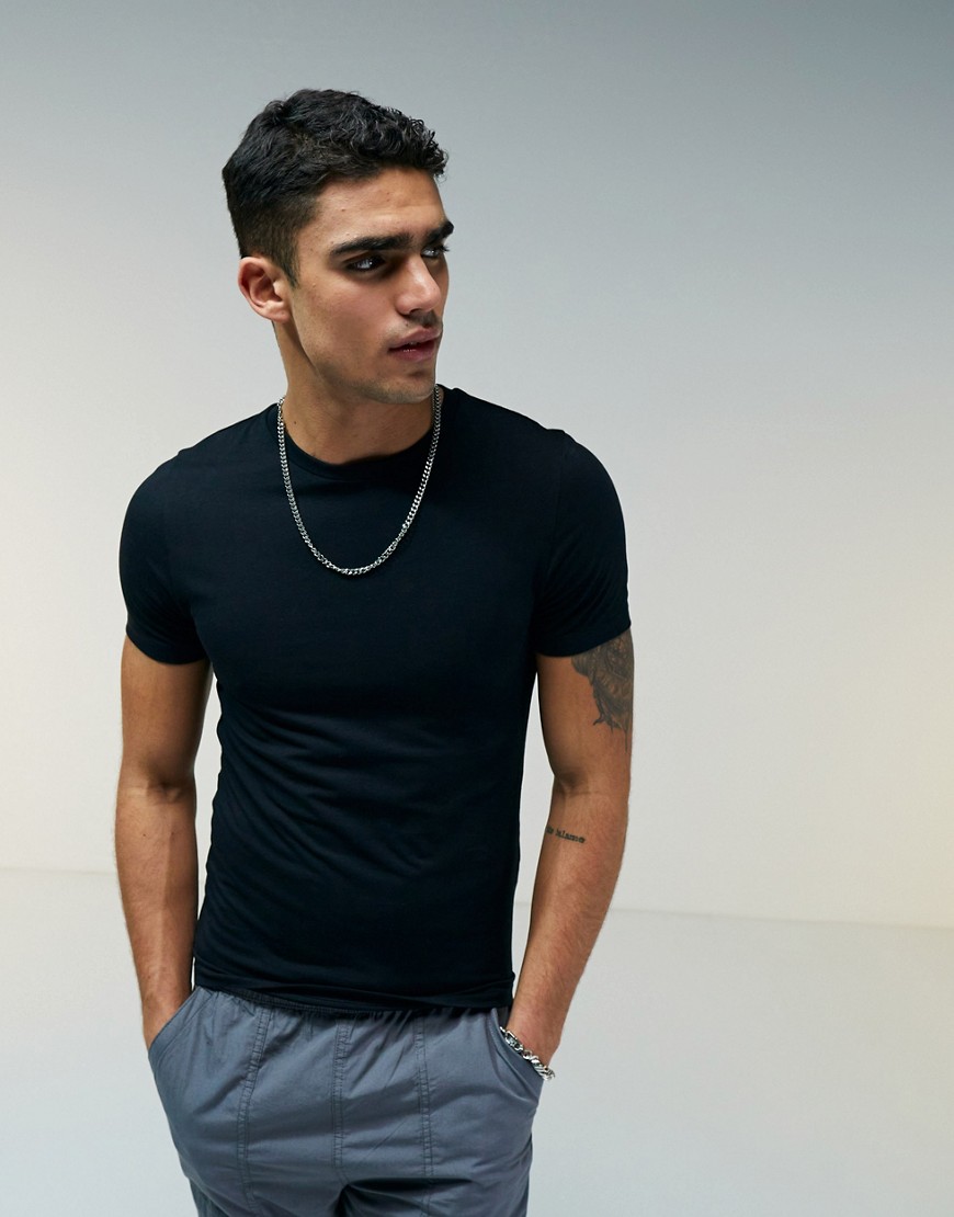 ASOS DESIGN muscle fit t-shirt with crew neck in black