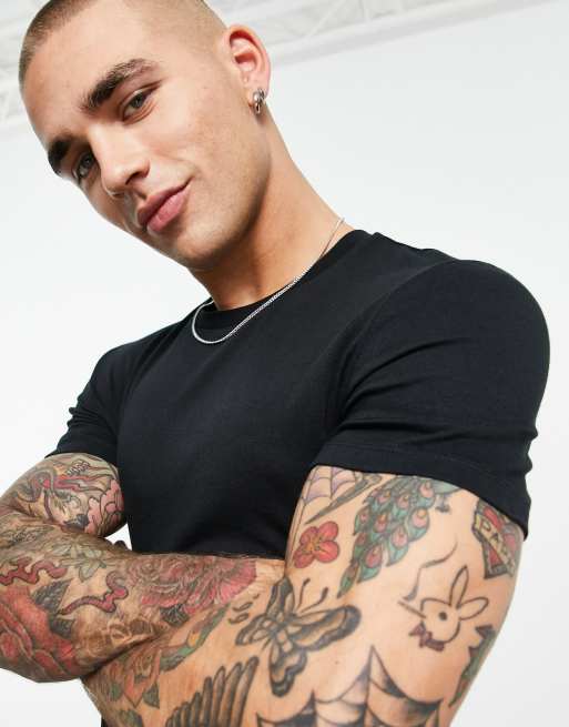 ASOS DESIGN muscle fit t-shirt with crew neck in black, 4 of 4