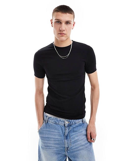 ASOS DESIGN muscle fit t-shirt with crew neck in black | ASOS