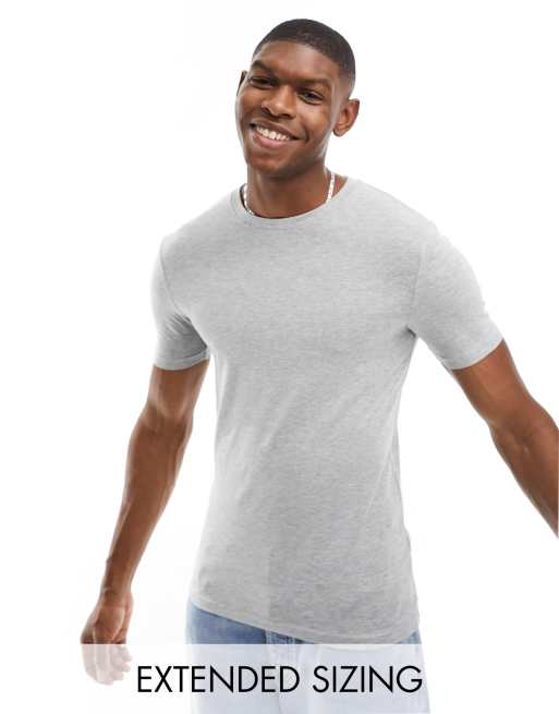 ASOS DESIGN muscle fit t-shirt with crew neck in grey marl