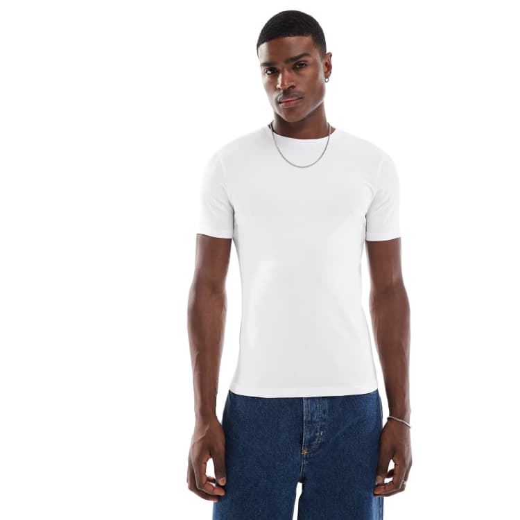 ASOS DESIGN muscle fit t-shirt with crew neck in white