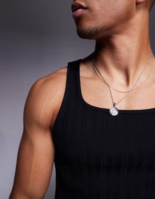 ASOS DESIGN muscle fit T-shirt with high square neck in black rib, 3 of 4