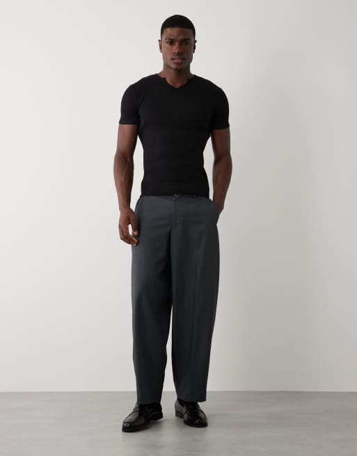ASOS DESIGN muscle fit t-shirt with notch neck in black rib, 2 of 5