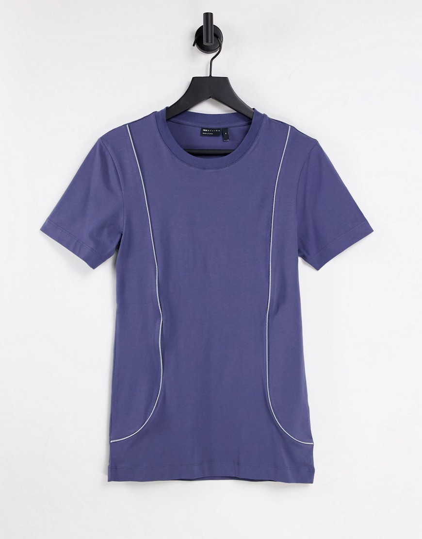 ASOS DESIGN muscle fit t-shirt with reflective piping in navy - part of a set