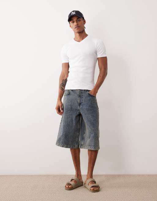 ASOS DESIGN muscle fit t-shirt with v neck in white rib, 2 of 5