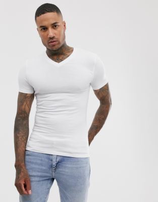 white muscle fit t shirt