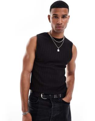 Asos Design Muscle Fit Tank In Black