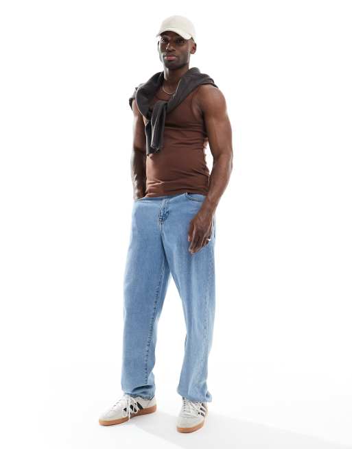 ASOS DESIGN muscle fit tank in brown