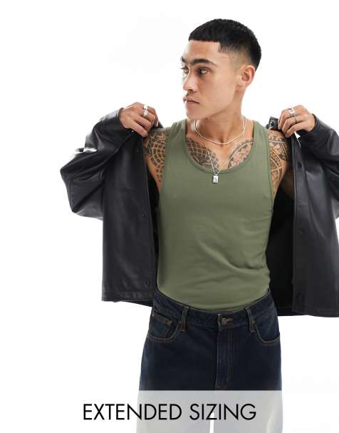 ASOS DESIGN muscle fit tank in khaki - view 1