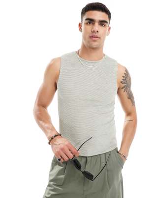 Asos Design Muscle Fit Tank Top In Neutral