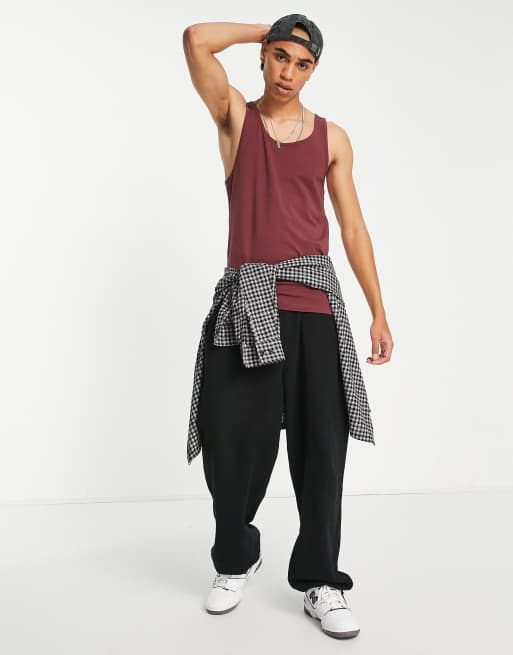 ASOS DESIGN muscle fit tank top in burgundy - BURGUNDY, 3 of 4