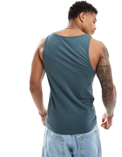 ASOS DESIGN muscle fit tank top in charcoal