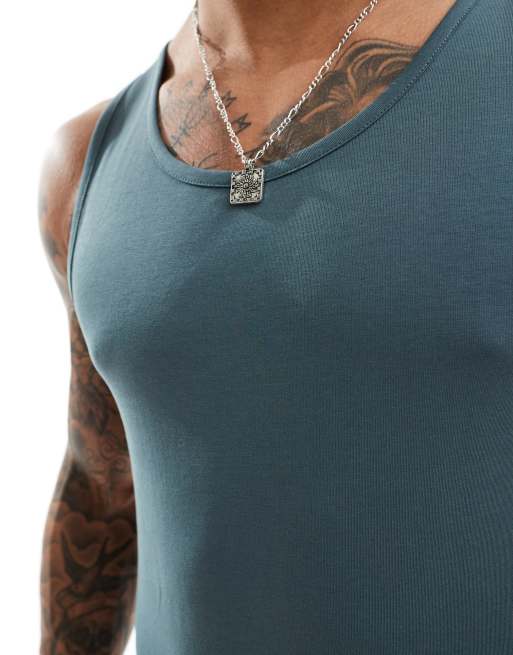 ASOS DESIGN muscle fit tank top in charcoal