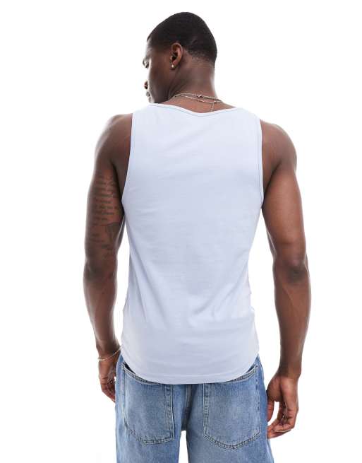 ASOS DESIGN muscle fit tank top in light blue