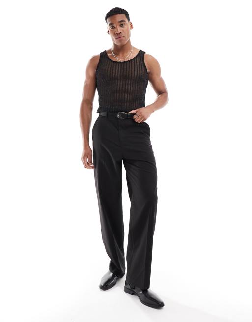 ASOS DESIGN muscle fit tank top in sheer glitter stripe