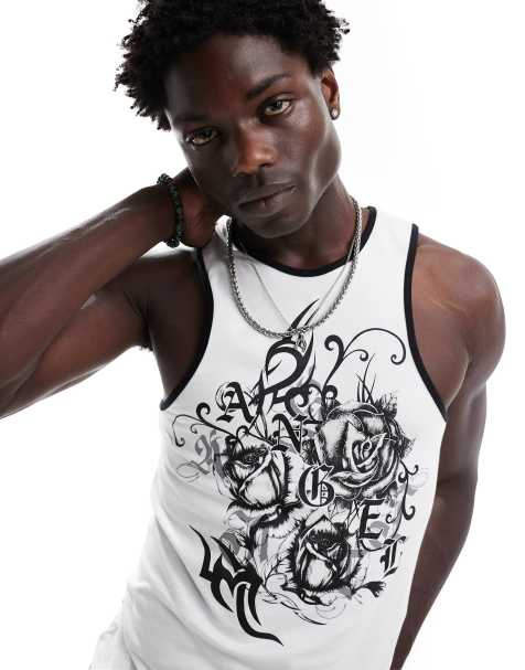 Men s Vests Tank Tops Plain White Ribbed Vests ASOS