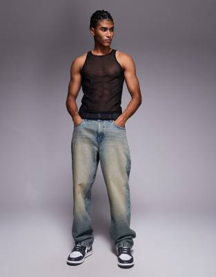 Asos Design Muscle Fit Tank Top With High Scoop Neck In Blue