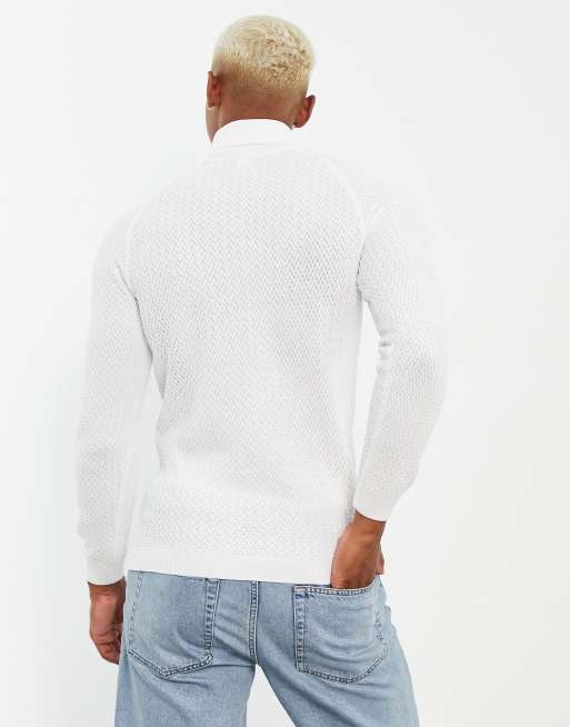 ASOS Design Cable Knit Roll Neck Sweater