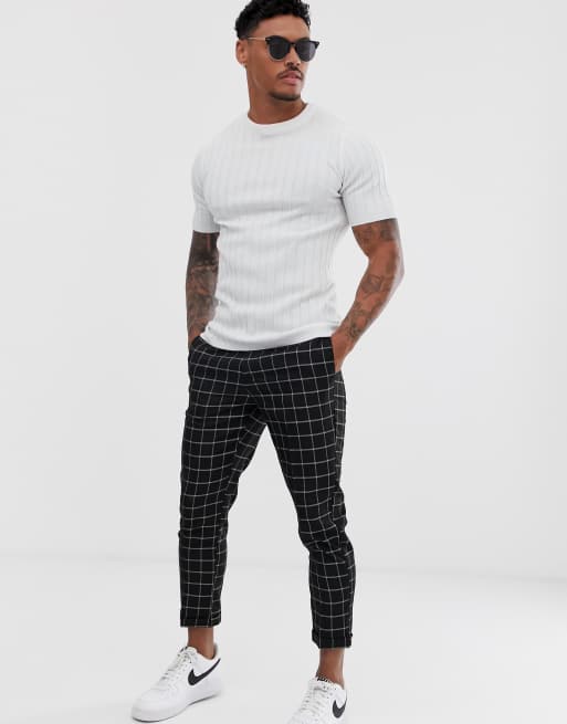 ASOS DESIGN - Muscle fit tricot T-shirt met ribbels in wit, 4 van 4