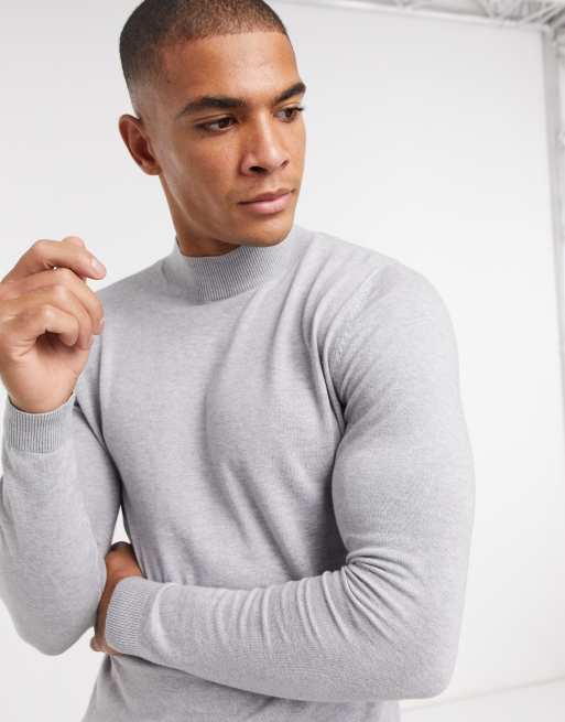 Grey turtle neck jumper mens sale