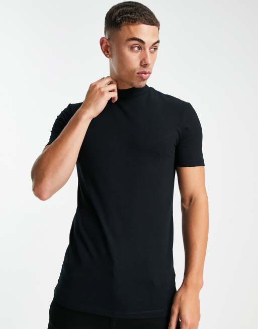 ASOS DESIGN muscle fit turtle neck t-shirt in black | ASOS