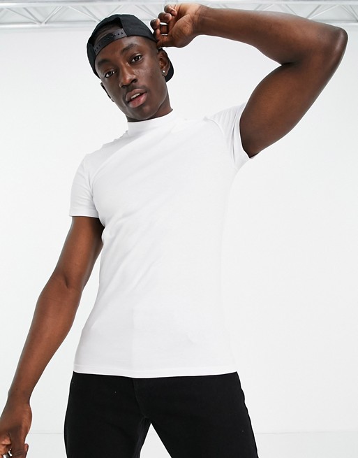 ASOS DESIGN muscle fit turtle neck t-shirt in white