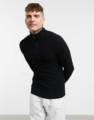 black muscle fit turtleneck shirt
