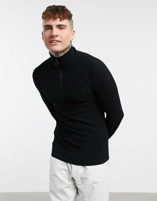 ASOS DESIGN long sleeve muscle T-shirt with turtleneck in black