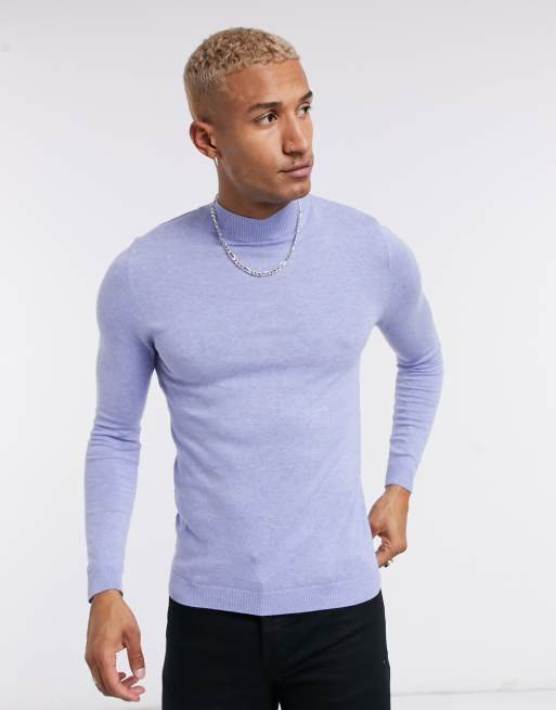 ASOS DESIGN muscle fit ribbed turtle neck jumper in white