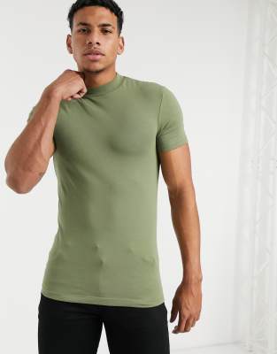 muscle fit turtleneck t shirt