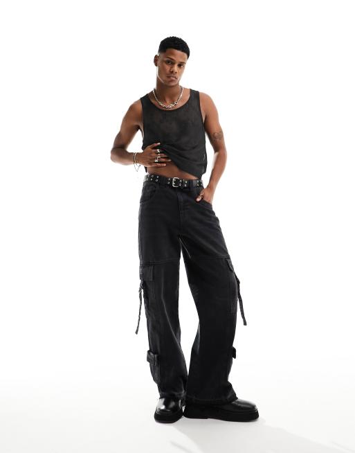 ASOS DESIGN muscle fit vest in black lace with neck , 3 of 4