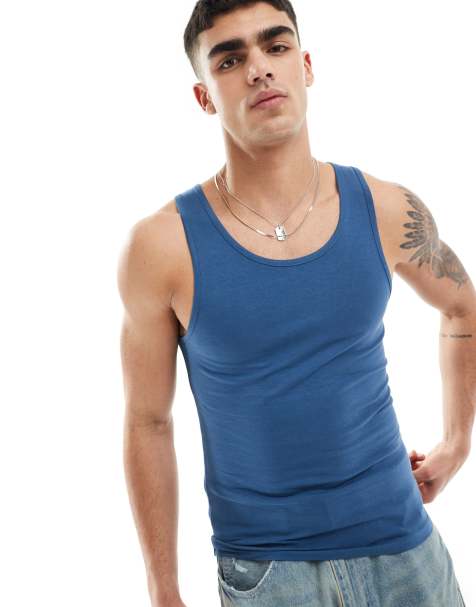 ASOS DESIGN muscle fit vest in blue - view 1
