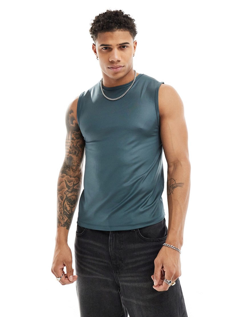 ASOS DESIGN muscle fit vest in charcoal-Grey