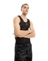 ASOS DESIGN muscle fit bodysuit in black mesh with cut and sew