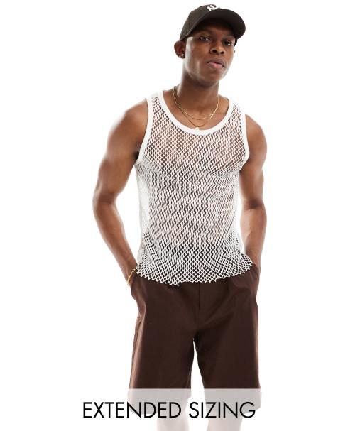 ASOS DESIGN muscle fit vest in open mesh - view 1