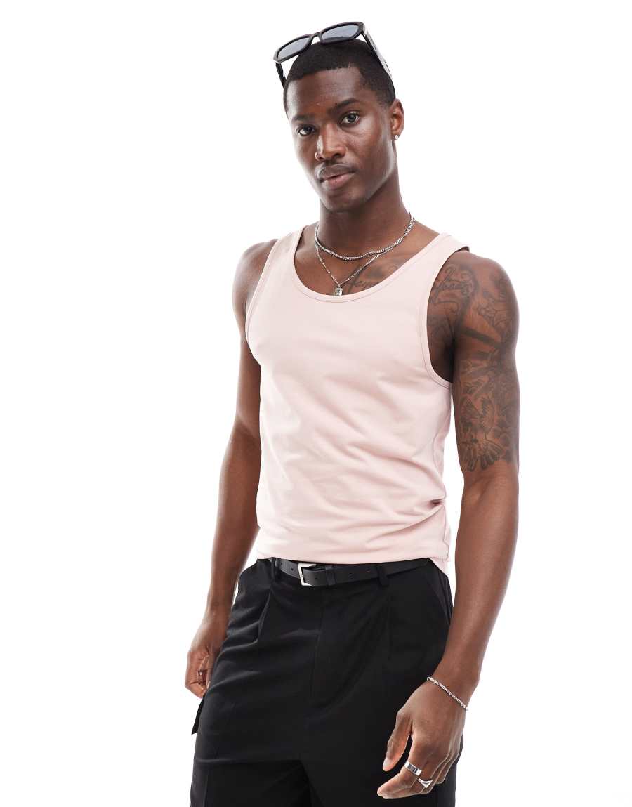 ASOS DESIGN muscle fit vest in pink